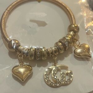 Gold Heart Charm Bracelet